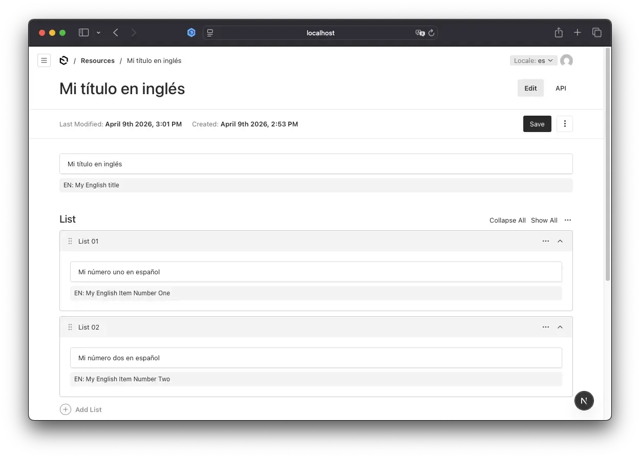 Screenshot demonstrating translated values with hints
